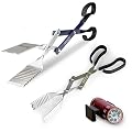 BBQ Croc 3-in-1 Barbecue Tool Pack - 15-inch & 18-inch with Light - Extra Light Tongs, Spatula and Grill Scraper (18 inch + 15 inch with Flashlight)