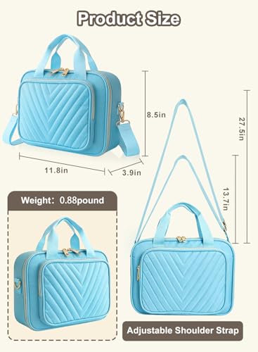 Large Bible Bag with Study Supplies, Womens Bible Cover Journaling Kit w/Highlighters Tabs, Blue Girls Bible Case, Quilted Ladies Book Travel Case w/Shoulder Strap, Christian Gifts for Teen — view 6