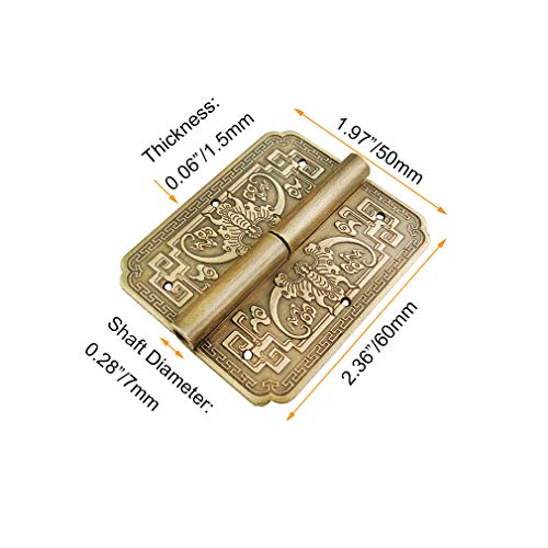 Tiazza 4Pcs Antique Brass Double Doors Hinges Cabinet Drawer Wardrobe Bookcase Door Removable Hinges Furniture Accessories - Image 3