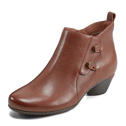 Cobb Hill Bota feminina casual no tornozelo, Conhaque, 7 Narrow