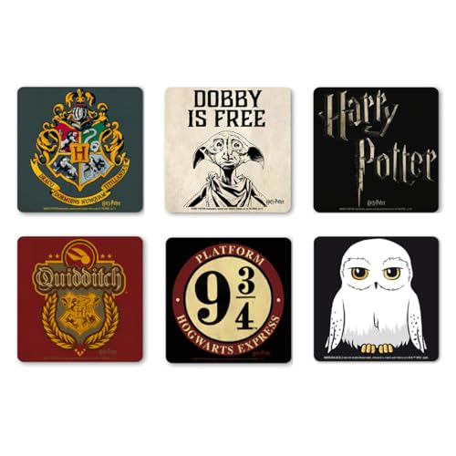 Logoshirt® Harry Potter I Hogwarts I Scuola di Magia e Stregoneria I Set di 6 I Sottobicchieri I Coaster I Sughero I 10x10cm I Stampa Resistente I Disegno Originale su Licenza