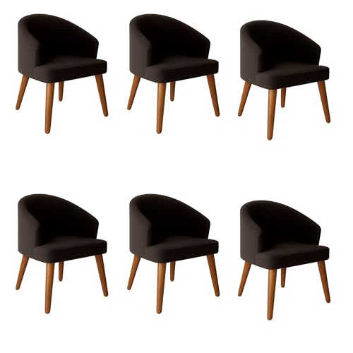 Image of Upholstery Barrel Arm Chair with Soft Serenity Suede Fabric for Dining Room, Living Room, Bedroom, Cafe, or Restaurant with Comfortable & Stylish | Black Set of 6