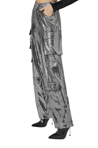 Forever 21 Women's Metallic Wide-Leg Cargo Pants3