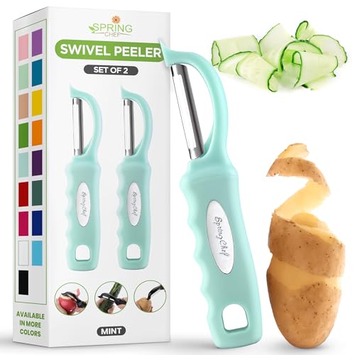 Image of Spring Chef Swivel Vegetable Peeler w /Soft Grip Handle, Set of 2, Mint