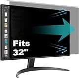 Pozlle 32 Inch Hanging Computer Privacy Screen Protector Shield Compatible for 16:9 Widescreen Desktop Monitor - Anti-UV & Blue Light Filter - Hanging Design for Easy On/Off