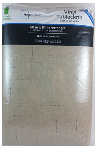 Mainstays Beige Brownstone Wexler Vinyl Tablecloth 60x84 Inches