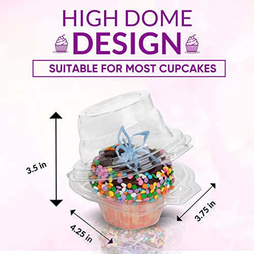 True 7 - [75 Pcs] Individual Cupcake Containers Disposable Clear Plastic Cupcake Holders With Airtight Deep Dome Lid Stackable Single Cupcake Boxes For Home Baking Party Wedding, Cake Shop #TOP1
