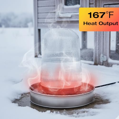 H&G lifestyles Chicken Water Heater Base for Winter, Chicken Waterer Heater, Heated Poultry Waterer, 13 Inches Stainless Steel Heating Base for Water Freeze Protection - Thumbnail 7