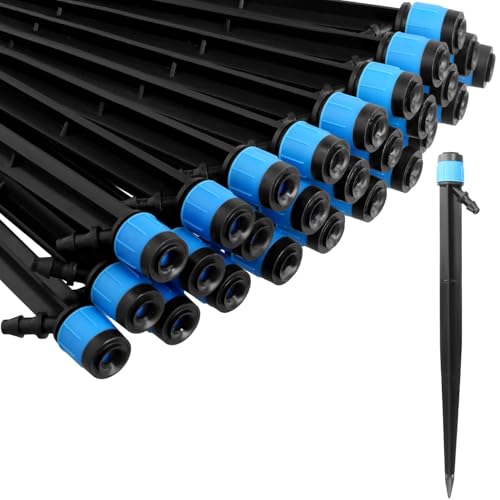 Image of 10pcs Drip Emitters with Stake Water Flow Adjustable for 1 /4 inch Tube Hose, 360 Degree Sprayer Sprinkler for Irrigation Drippers System Watering Kits for Garden Patio Lawn (Pack of 10pcs)