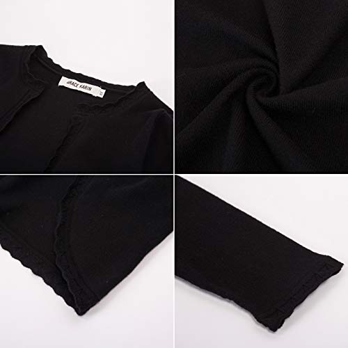 Little Girls' Long Sleeve Bolero Cardigan Shrug For Dress Black 6Years #TOP3