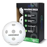Amoswiz Set di 6 palline da pickleball da interno, confezione da 6 palline da sottaceto da 26 fori, colore bianco, ad alta visibilità, resistenti, per allenamento e torneo