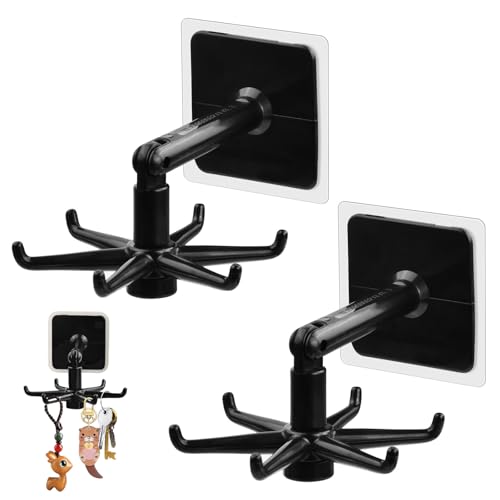 Cleminsta 2 Stücke Küchenhaken,Haken Mit Sechs Krallen,360°Drehbar Halterung Küchenutensilien,Wandmontierter Kochutensilienständer,Für Küchenutensilien,Garderob,Bad