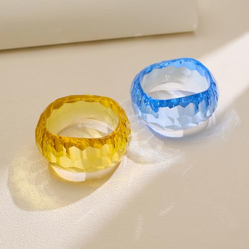 WOWORAMA Colorful Resin Acrylic Bangle Bracelets for Women Geometric Chunky Mottled Acetate Resin Bangles Wide Acrylic Plastic Bracelets Statement Jewelry