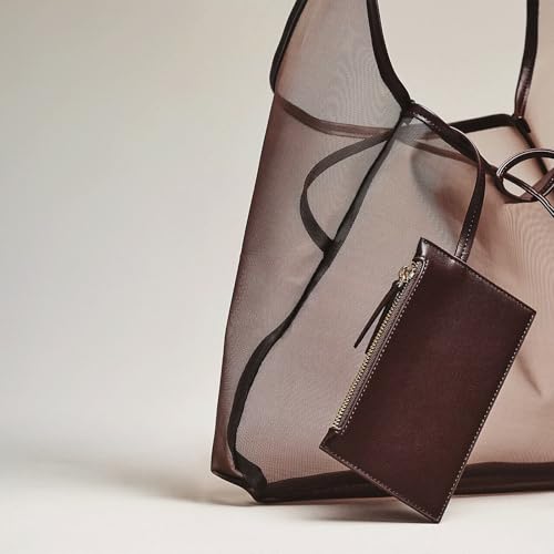 Bolso de playa de malla transparente tipo hobo con bolsa pequeña miniatura 4