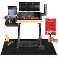 ejomo Under Grill Mats for Outdoor Grill Deck Protector - Black Under BBQ Grill Mat w/Fire Blanket & Corner Weights, Double-Sided Fireproof Design, Heat Resistance Up to 2000°F, Square, 40x60 Inches