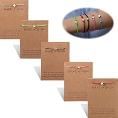 Milacolato Set di Braccialetti per Amicizia 5 Pezzi con Scheda Messaggi Esprimi un Desiderio Bracciale Regolabile Cuore a Mano Bracciale Fatto a Mano Regali di Gioielli di Moda Semplice da Donna