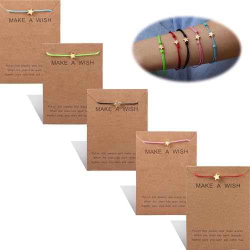 MILACOLATO 5Pcs Juego de Pulsera de Amistad con Tarjeta de Mensaje Pide un Deseo...