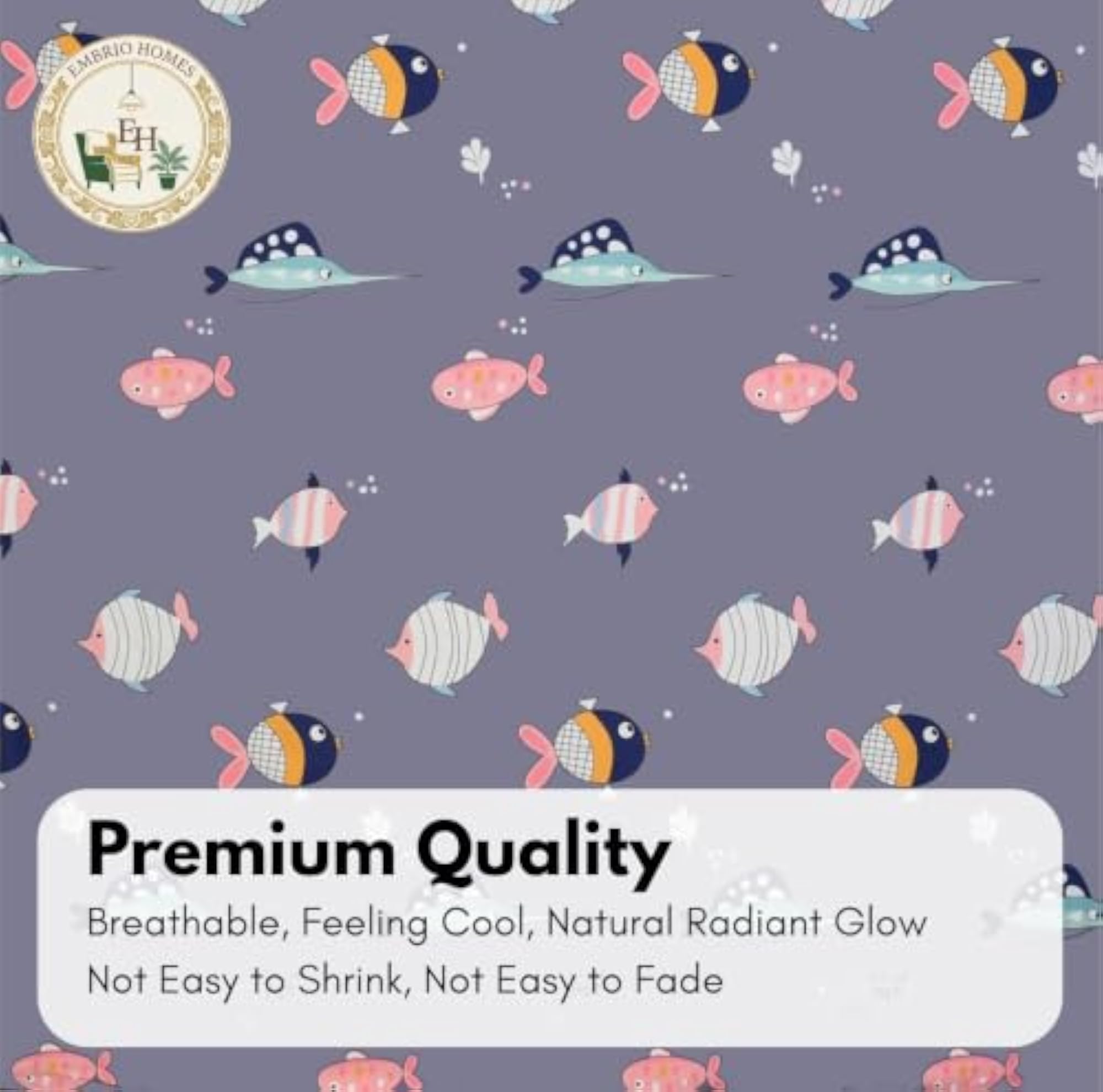 Cartoon Fish Printed Single Bedsheet for Kids