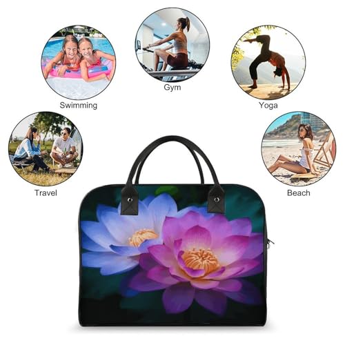 Travel Bag Lightweight Overnight Bag Portable Lotus Flower1 Print Tote Bags For Women And Men3