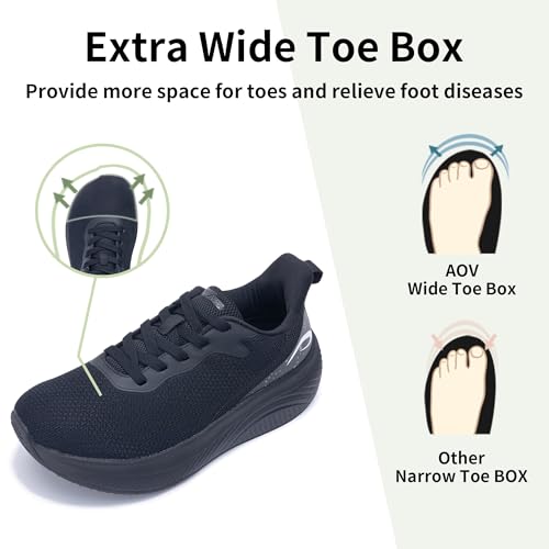 Image of Wide Toe Box Shoes Women Arch Support Walking Shoes for Plantar Fasciitis Wide Width Orthotic Tennis Sneakers