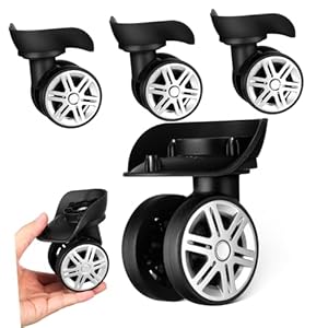 TOPBATHY 4 Stück Ersatzrollen Koffer Dual Rad Gepäck Ersatzräder Leise Wetterfest Kompatibel mit Trolley Koffern Einfache Montage Robust und Vielseitig für Reisekoffer