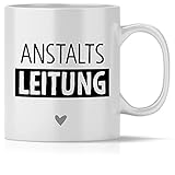 mindmonkeys® Boss Tasse mit Spruch Anstaltsleitung Kaffeetasse Bürotasse Geschenke Geschenkideen für den Chef Boss fürs Büro Arbeitsplatz Geschnekidee zum Geburtstag Keramik 300 ml