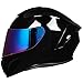AUBOA Full Face Motorcycle Helmets for Adults Men and Women DOT Street Bike Racing Helmet with Tinted Visor Model MD-813 (Gloss Black, M)