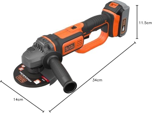 BLACK+DECKER BCG720N-XJ Meuleuse d'angle sans fil - Puissante - Changement d'accessoire facile - Idéale pour les bricole