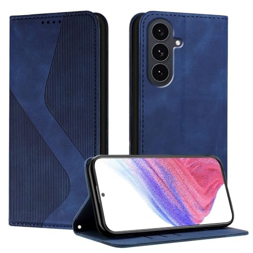 Étui Samsung Galaxy S24 Plus bleu foncé en cuir avec rabat magnétique