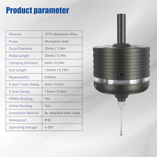 YIDOFENG CNC Mach3 3D Finder Touch Probe, Online and Offline Measurement,Electronic Finder Aluminium Alloy for CNC Machine