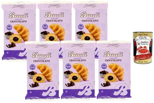 Italian Gourmet Bauli Croissants italiens fourrés au chocolat 6 x 300 g – viennoiserie moelleuse, snack sucré pour petit-déjeuner & goûter, cœur cacao gourmand + Italian Gourmet Polpa