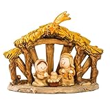 amangul Jesuskind Heilige Familie Statue Miniatur Weihnachtskrippe Skulptur für Weihnachten Indoor Home Tisch Urlaub Dekoration Heilige Familie Harz Figur Statue mit Stall