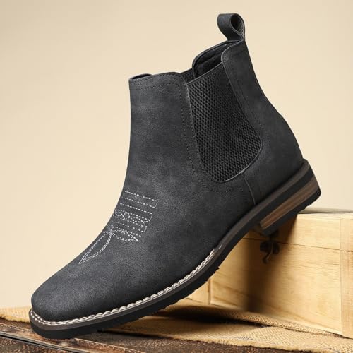 Shoes for Men, Business Embroidering Design Ankle Boots, Fashionable Round Toe Boots for Daily Wear, Male All-match Shoes Daily Wear, Walking Footwear2