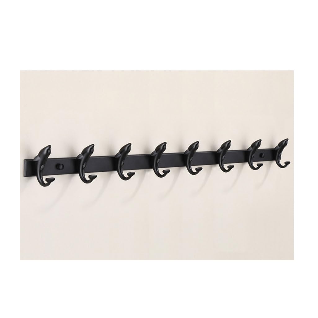 LMYSXAOZ Vintage Metal Coat Rack Wall Mount, Aluminum Dolphin Shaped Hooks Hanging Rail Antique Clothes Towel Racks for Bathroom Entryway Bedroom Behind The Door 8hook