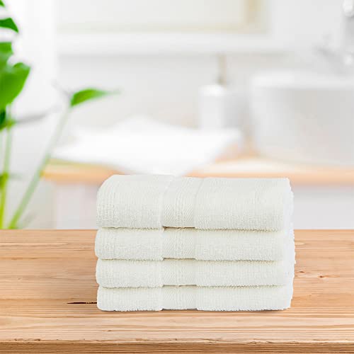 Image of Layers 100% Cotton Face Towel, 410 GSM (White, Solid Pattern) Be Bold Collection, Light Weight, Zero Twist, AZO-Free, Moisture Absorbent, Quick Dry Towel, Bathroom Accessories (Pack of 4)