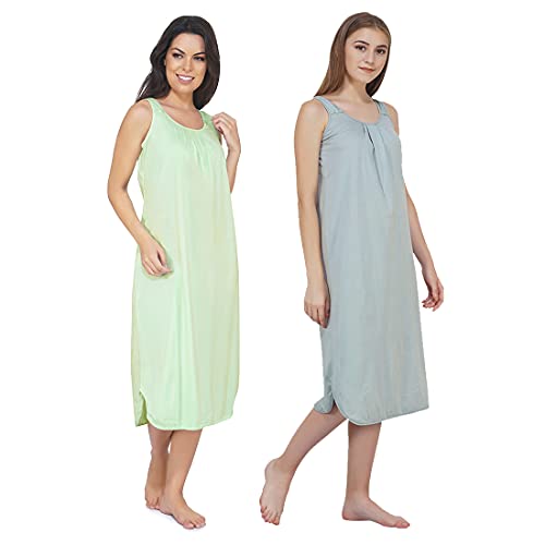 Image of BLAZON Women's Cotton Hosiery Solid Maxi Nighty Slip (Pack of 2) Available Sizes: S, M, L, XL, 2XL, 3XL, 4XL, 5XL