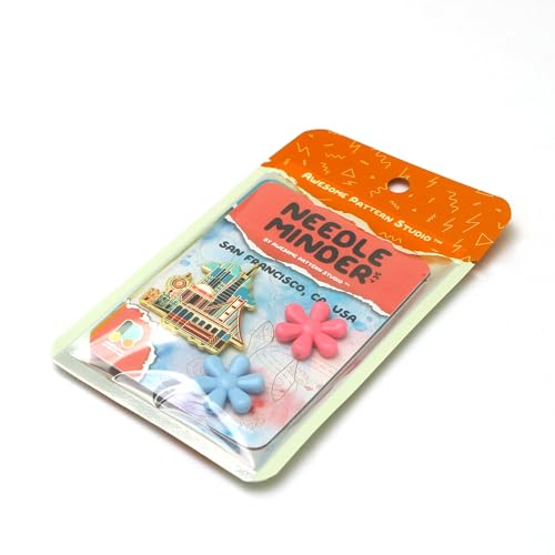 Image of Awesome Pattern Studio Needle Minder Set - San Francisco Magnetic Needle Minder + 2 Needle Threaders. Enamel Pin for Cross Stitch, Embroidery and Craft