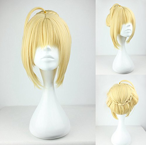 Ladieshair Cosplay Perücke Fate Zero – Saber, Hellblond, 45 Cm Länge, Aus Kanekalon