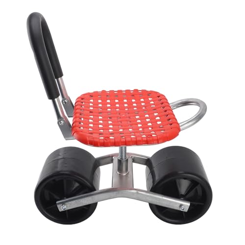Akozon Asiento de Trabajo con Ruedas para Jardín Ahorro de Mano de Obra Aumento de Eficiencia Hierro Cómodo Ajustable con 2 Ruedas Taburete de Jardinería para Campo, Altura Ajustable 22 35 Cm,