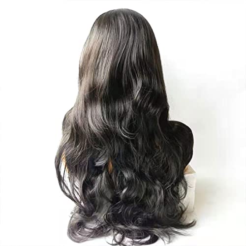 Perucas longas onduladas, peruca feminina, cabelo humano aparência natural peruca completa resistent