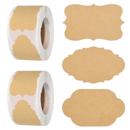 Étiquette Autocollante,500 PCS Étiquettes Autocollantes en Papier Kraft Imperméables et Personnalisées Idéales pour Bocaux Confiture Épices Congélation...