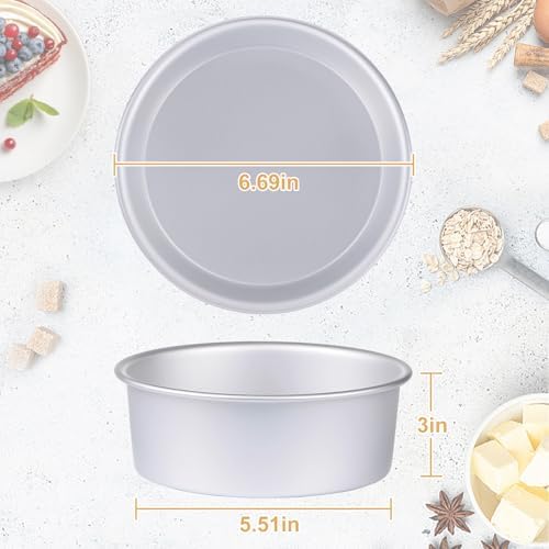 HomeMall 6 x 3 Inch Round Cake Pan Set of 3, Aluminum Baking Pans for Layer Cakes, Birthday Anniversary, Heavy Duty Non-Stick & Oven Safe, Commercial Grade Baking Tools for Home Kitchen - Thumbnail 5