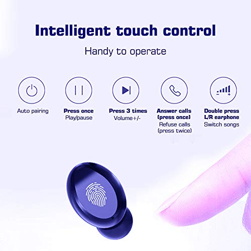 lifcasual Fones de ouvido True Wireless Bluetooth V5.0 Fones de ouvido de música com microfone e tel