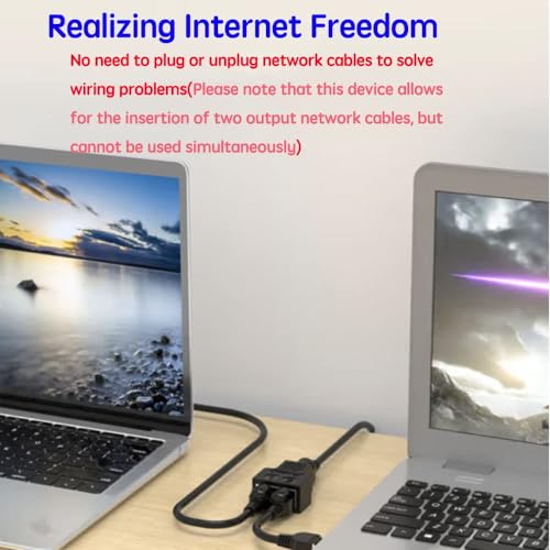 Image of MT-VIKI Rj45 Ethernet Splitter Adapter, USB 1 to 2 Dual LAN Network Socket Connector 8P8C Extender Plug Interface Cable for Cat5,Cat5E,Cat6,Cat7 (2 Devices Cannot Be Simultaneous Networking)
