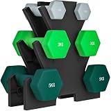 SPORTNOW Set di Manubri da Palestra con Supporto 2x1 kg 2x3 kg 2x5 kg
