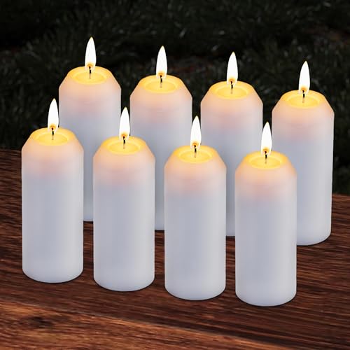 8Pack 15H+ Emergency Candles Long Burning Survival [18H+ Inside Candle Lanterns], 3“ Unscented White Pillar Candle, Survival Candles for Power Outage, Camping, Hurricane
