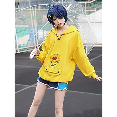Ai Ohto Wig Coraline Anime Cosplay Accessories Short Blue Wig Bob Wig with Bangs