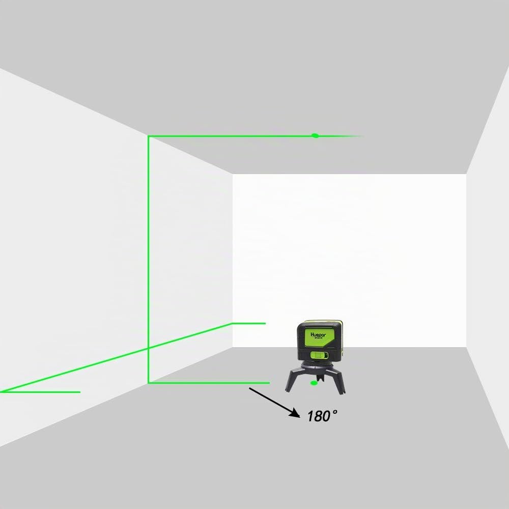 Huepar Nivel Láser, Nivel Laser Verde 25m, Arriba/Abajo Puntos de Plomada, Autonivelante Líneas Cruzadas, Vertical/Horizontal con Gran Angular de 180°, con 360° Rotación Soporte Magnético M-9211G