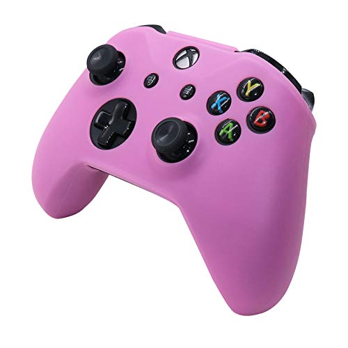 Image of Pink Skins RALAN,Silicone Controller Cover Skin Protector Compatible for Xbox One S /X Controller (Pink Pro Thumb Grip x 2,Cat + Skull Cap &Cover Grip x 2)