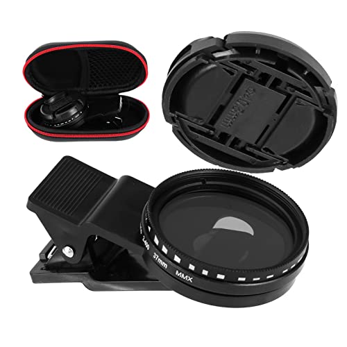 37mm Phone Camera Lens, Universal Polarizer Filter Clip-on ND 2-400 Cell Phone Lens Adjustable Neutral Density Filter Compatible with Most Mobilephone Models
